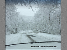 Road blockage as a result of a winter storm in Doddridge County.